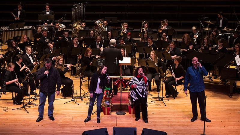 Wind ensemble on stage